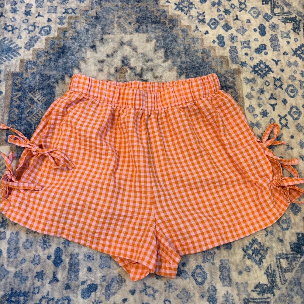 Orange Gingham Women's Shorts